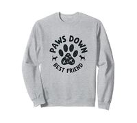 Paws Down Best Friend Dog Lover Paw Sweatshirt, Unisexe pour Adultes, Gris Chiné, L