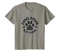 Paws Down Best Friend Dog Lover Paw T-Shirt, Enfant, Ardoise, 12 Ans