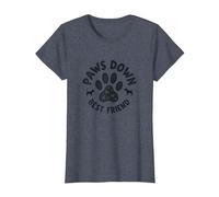 Paws Down Best Friend Dog Lover Paw T-Shirt, Femme, Bleu Chiné, S