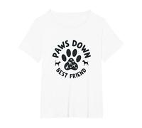 Paws Down Best Friend Dog Lover Paw T-Shirt, Femme Grandes Tailles, Blanc, 1X