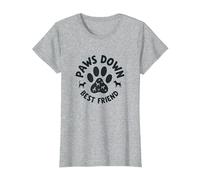 Paws Down Best Friend Dog Lover Paw T-Shirt, Femme, Gris Chiné, XXL