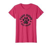 Paws Down Best Friend Dog Lover Paw T-Shirt, Femme, Rouge Chiné, M