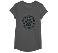 Paws Down Best Friend Dog Lover Paw T-Shirt, Fille, Asphalte, S