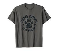 Paws Down Best Friend Dog Lover Paw T-Shirt, Homme, Asphalte, M