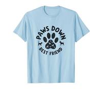 Paws Down Best Friend Dog Lover Paw T-Shirt, Homme, Bleu Céleste, S