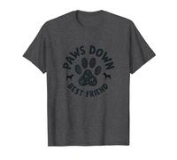 Paws Down Best Friend Dog Lover Paw T-Shirt, Homme, Chiné Foncé, 3XL