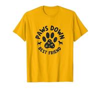 Paws Down Best Friend Dog Lover Paw T-Shirt, Homme, Doré Vif, L
