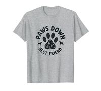 Paws Down Best Friend Dog Lover Paw T-Shirt, Homme, Gris Chiné, 3XL