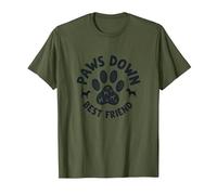 Paws Down Best Friend Dog Lover Paw T-Shirt, Homme, Olive, S