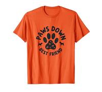 Paws Down Best Friend Dog Lover Paw T-Shirt, Homme, Orange, M