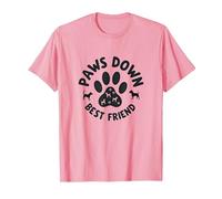 Paws Down Best Friend Dog Lover Paw T-Shirt, Homme, Rose, S
