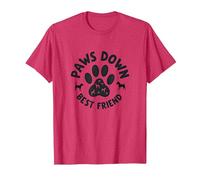 Paws Down Best Friend Dog Lover Paw T-Shirt, Homme, Rouge chiné, S