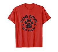 Paws Down Best Friend Dog Lover Paw T-Shirt, Homme, Rouge, L