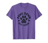 Paws Down Best Friend Dog Lover Paw T-Shirt, Homme, Violet Chiné, M