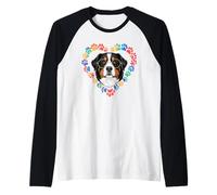 Paws Dye Heart Bernese Mountain Dog Manche Raglan