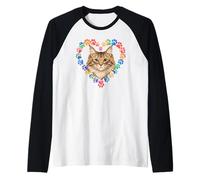 Paws Dye Heart Norwegian Forest Cat Manche Raglan