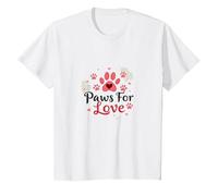 Paws for Love Pet Lovers Heartwarming T-Shirt, Enfant, Blanc, 8 Ans