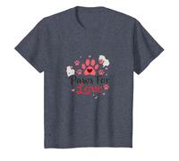 Paws for Love Pet Lovers Heartwarming T-Shirt, Enfant, Bleu Chiné, 12 Ans