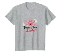 Paws for Love Pet Lovers Heartwarming T-Shirt, Enfant, Gris Chiné, 3 Ans