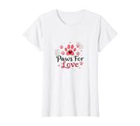 Paws for Love Pet Lovers Heartwarming T-Shirt, Femme, Blanc, XXL