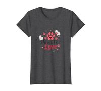 Paws for Love Pet Lovers Heartwarming T-Shirt, Femme, Chiné Foncé, L