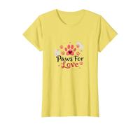 Paws for Love Pet Lovers Heartwarming T-Shirt, Femme, Citron, XS