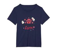 Paws for Love Pet Lovers Heartwarming T-Shirt, Femme Grandes Tailles, Bleu Marine, 3X