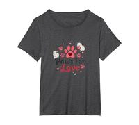 Paws for Love Pet Lovers Heartwarming T-Shirt, Femme Grandes Tailles, Chiné Foncé, 3X