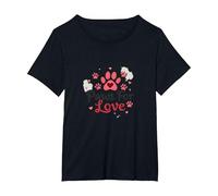 Paws for Love Pet Lovers Heartwarming T-Shirt, Femme Grandes Tailles, Noir, 4X