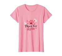 Paws for Love Pet Lovers Heartwarming T-Shirt, Femme, Rose, M