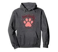 Paws-itively Amoureux des Chiens, cœur à Empreinte de Patte Sweat à Capuche, Unisexe pour Adultes, Chiné Foncé, L