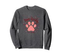 Paws-itively Amoureux des Chiens, cœur à Empreinte de Patte Sweatshirt, Unisexe pour Adultes, Chiné Foncé, XL