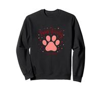 Paws-itively Amoureux des Chiens, cœur à Empreinte de Patte Sweatshirt, Unisexe pour Adultes, Noir, S