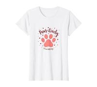 Paws-itively Amoureux des Chiens, cœur à Empreinte de Patte T-Shirt, Femme, Blanc, L