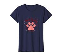 Paws-itively Amoureux des Chiens, cœur à Empreinte de Patte T-Shirt, Femme, Bleu Marine, L