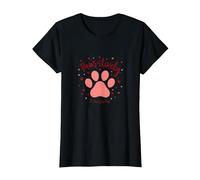 Paws-itively Amoureux des Chiens, cœur à Empreinte de Patte T-Shirt, Femme, Noir, L