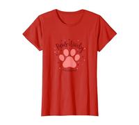 Paws-itively Amoureux des Chiens, cœur à Empreinte de Patte T-Shirt, Femme, Rouge, L