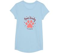Paws-itively Amoureux des Chiens, cœur à Empreinte de Patte T-Shirt, Fille, Bleu Céleste, L