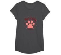 Paws-itively Amoureux des Chiens, cœur à Empreinte de Patte T-Shirt, Fille, Chiné Foncé, L
