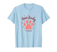Paws-itively Amoureux des Chiens, cœur à Empreinte de Patte T-Shirt, Homme, Bleu Céleste, L