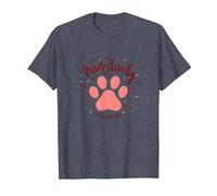 Paws-itively Amoureux des Chiens, cœur à Empreinte de Patte T-Shirt, Homme, Bleu Chiné, L