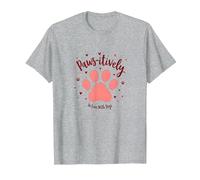 Paws-itively Amoureux des Chiens, cœur à Empreinte de Patte T-Shirt, Homme, Gris Chiné, L