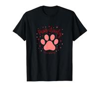 Paws-itively Amoureux des Chiens, cœur à Empreinte de Patte T-Shirt, Homme, Noir, L