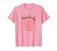 Paws-itively Amoureux des Chiens, cœur à Empreinte de Patte T-Shirt, Homme, Rose, L