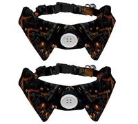 Paws Lot de 2 colliers pour chien et chat avec boucle en plastique pour Halloween, motif cimetière