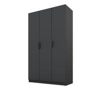 PAWS MOBEL Armoire basculante graphite 150x52x200 cm, armoire ouverte à trois portes sans miroir, avec étagères et cintres