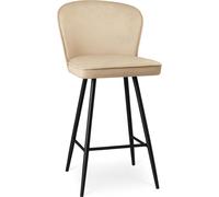 PAWS MÖBEL ALINE Tabouret, chaise de bar, assise en velours beige sur pieds noirs, chaise de salle à manger moderne, chaise de cuisine chaise de restaurant