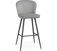 PAWS MÖBEL ALINE Tabouret, chaise de bar, assise en velours gris sur pieds noirs, chaise de salle à manger moderne, chaise de cuisine chaise de restaurant