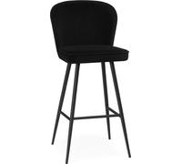 PAWS MÖBEL ALINE Tabouret, chaise de bar, assise en velours noir sur pieds noirs, chaise de salle à manger moderne chaise de cuisine chaise de restaurant