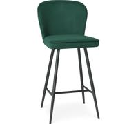 PAWS MÖBEL ALINE Tabouret, chaise de bar, assise en velours vert sur pieds noirs, chaise de salle à manger moderne, chaise de cuisine chaise de restaurant